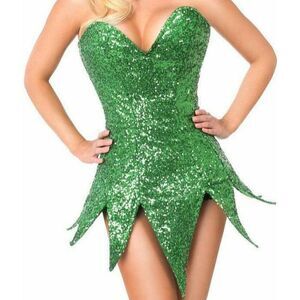 28"-31" L Top Drawer Green Corset Dress Tinkerbell Poison Ivy Elf Fairy Costume